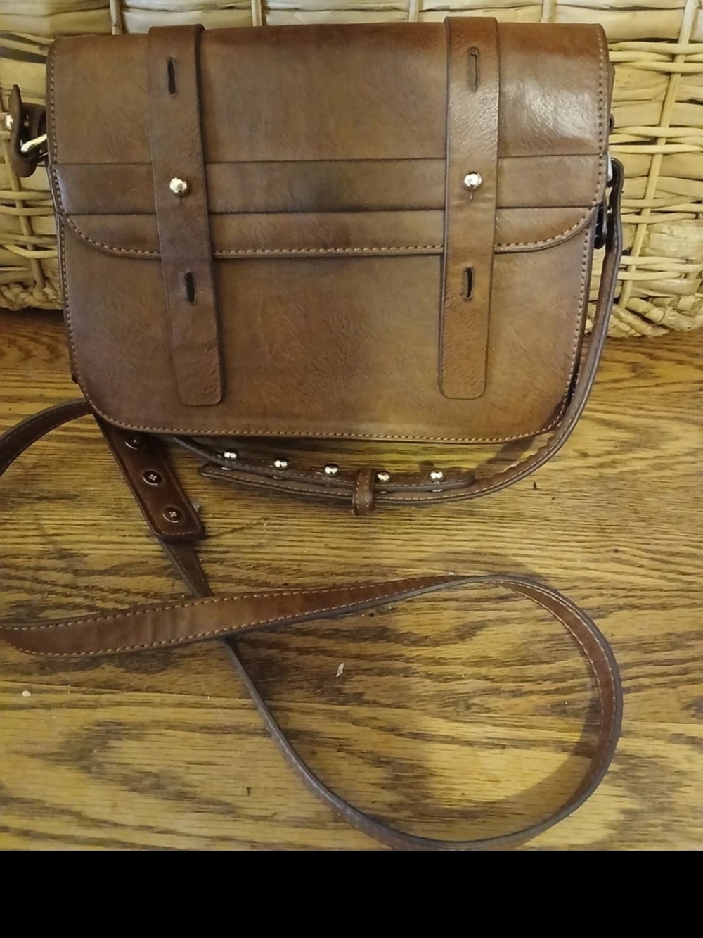 Vtg.Antique Distressed Brown Y2K Leather Adj.Crossbody Satchel Messenger Bag